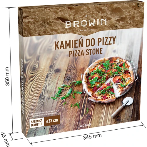 Kameň na pizzu s držadlom a nožom, z kordieritu, okrúhly 33 cm - 9