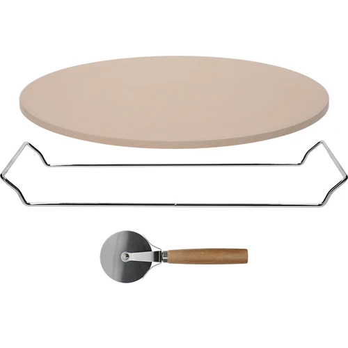 Kameň na pizzu s držadlom a nožom, z kordieritu, okrúhly 33 cm - 3