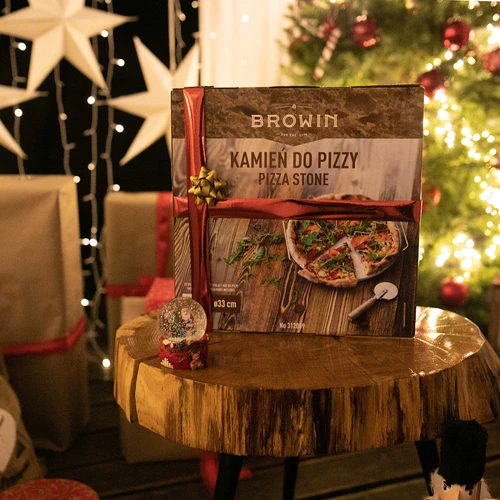 Kameň na pizzu s držadlom a nožom, z kordieritu, okrúhly 33 cm - 19