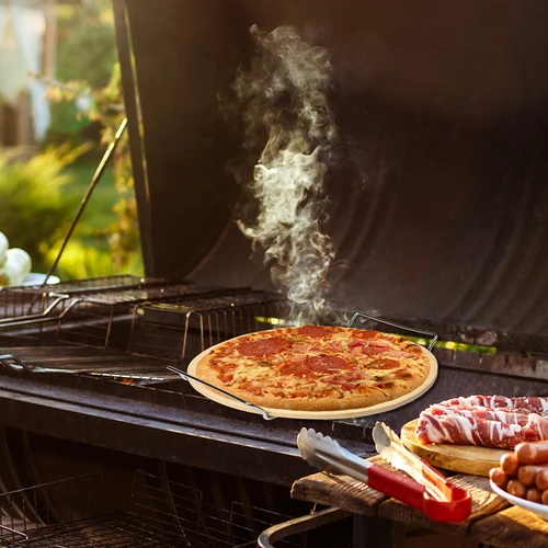 Kameň na pizzu s držadlom a nožom, z kordieritu, okrúhly 33 cm - 18