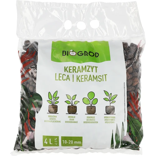Keramzit pre izbové rastliny, záhradníctvo a lesy v skle 10–20 mm, 4L
