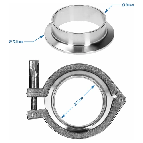Kompletné spojenie Tri-Clamp 77,5 x 60 mm - 5