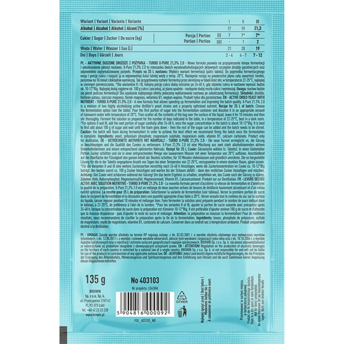 Kvasinky Turbo X-Pure 21,3% 48h, 25 L - 2