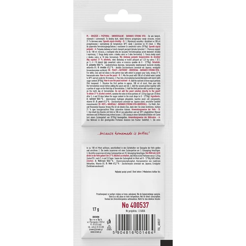 Kvasnice Bayanus + výživa - Univerzálne - 21%, 17 g - 2