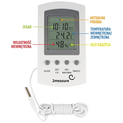 Meteorologická stanica – elektronická, sonda, biela - 5