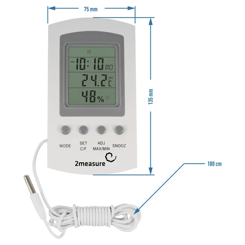 Meteorologická stanica – elektronická, sonda, biela - 7