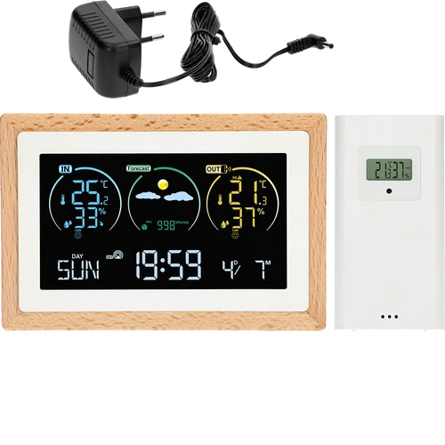Meteorologická stanica (RCC,DCF) - elektronická, bezdrôtová, podsvietená, senzor, biela