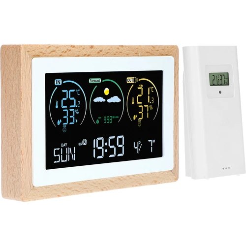 Meteorologická stanica (RCC,DCF) - elektronická, bezdrôtová, podsvietená, senzor, biela - 2