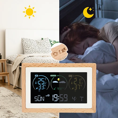 Meteorologická stanica (RCC,DCF) - elektronická, bezdrôtová, podsvietená, senzor, biela - 13