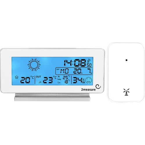 Meteorologická stanica RCC, DCF – elektronická, bezdrôtová, podsvietený senzor, biela