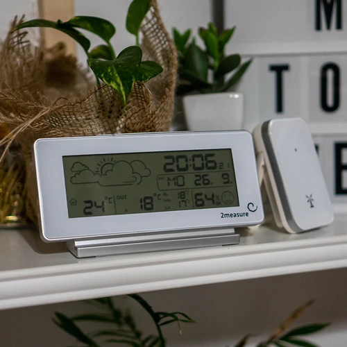 Meteorologická stanica RCC, DCF – elektronická, bezdrôtová, podsvietený senzor, biela - 10