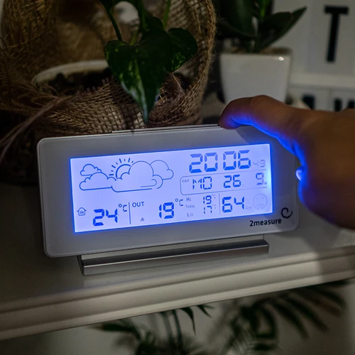 Meteorologická stanica RCC, DCF – elektronická, bezdrôtová, podsvietený senzor, biela - 11