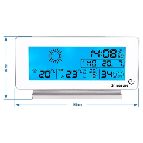 Meteorologická stanica RCC, DCF – elektronická, bezdrôtová, podsvietený senzor, biela - 9