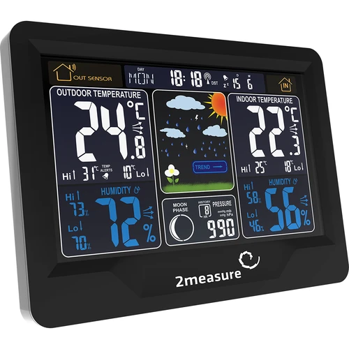 Meteorologická stanica RCC, DCF – elektronická, podsvietená, bezdrôtová, senzor, čierna - 4