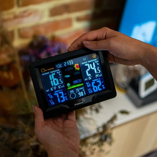 Meteorologická stanica RCC, DCF – elektronická, podsvietená, bezdrôtová, senzor, čierna - 14