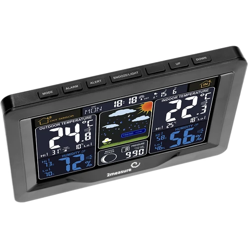 Meteorologická stanica RCC, DCF – elektronická, podsvietená, bezdrôtová, senzor, čierna - 5