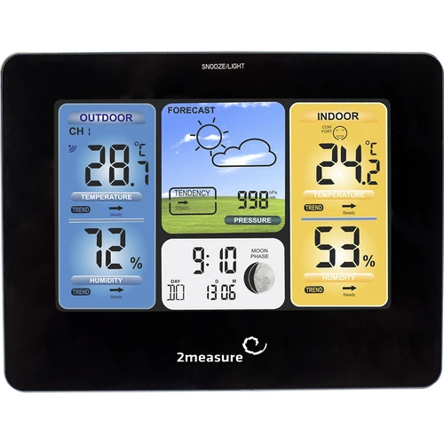 Meteorologická stanica RCC – elektronická, podsvietená, bezdrôtová, senzor, čierna - 4