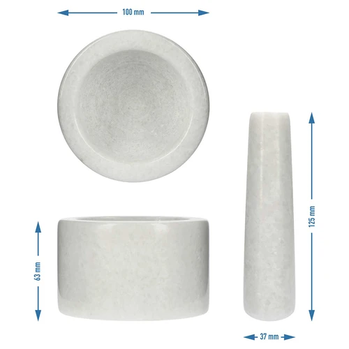 Mramorový kuchynský mažiar, biely, fi 10 cm - 10