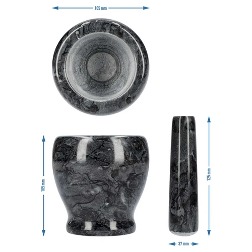 Mramorový kuchynský mažiar, čierny, fi 10,5 cm - 10