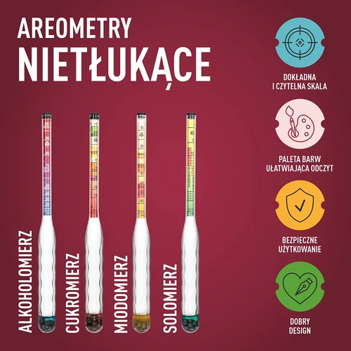 Nerozbitný cukromer s skúmavkou, rozsah merania: -5-35°Blg - 6
