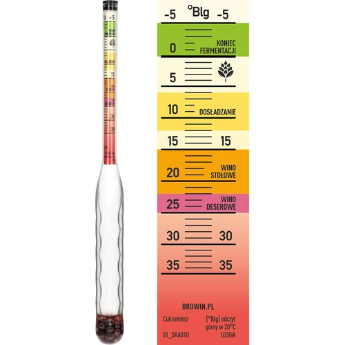 Nerozbitný cukromer so skúmavkou, merací rozsah: -5-35 °Blg - 4