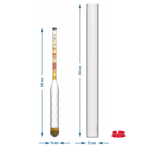 Nerozbitný medomer s skúmavkou, rozsah merania 10-50°Blg - 4