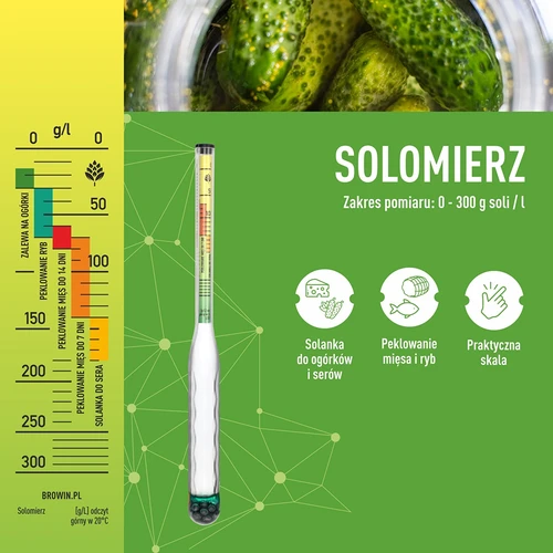 Nerozbitný soľomer so skúmavkou, rozsah merania: 0–300 g soli/L - 5