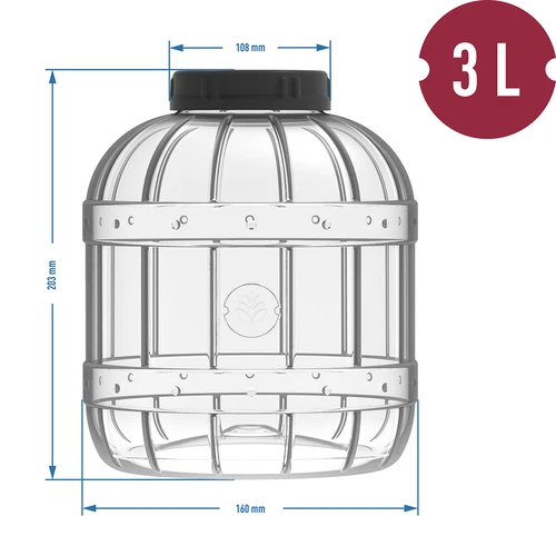 Nerozbitný, viacúčelový pohár s čiernym viečkom, 3L - 4