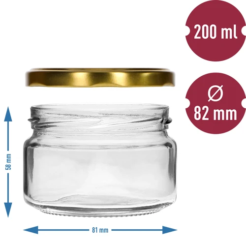 Nízka nádoba 200ml - so zlatým viečkom fi 82/6, 6ks. - 5