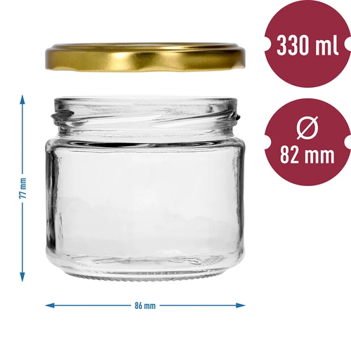Nízka nádoba 330ml - so zlatým viečkom fi 82/6, 6ks. - 7