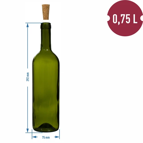 Olivová fľaša na víno 0,75 L - balenie 8 ks - 6