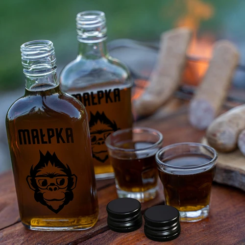 Fľaša – ploskačka 200 ml so skrutkovacím uzáverom, potlač „Opica“, 1 ks - 6