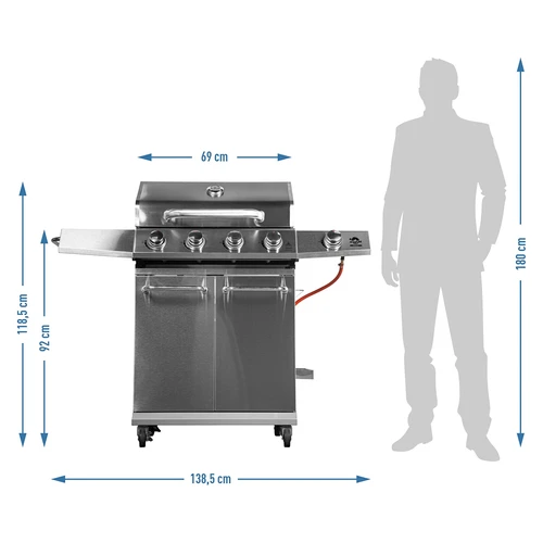 Plynový gril dragON BBQ201, 18,8 kW, strieborný - 12