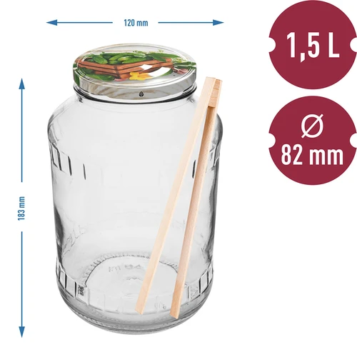Pohár 1,5 L, fi 82/6 s farebným viečkom + kliešte - 2