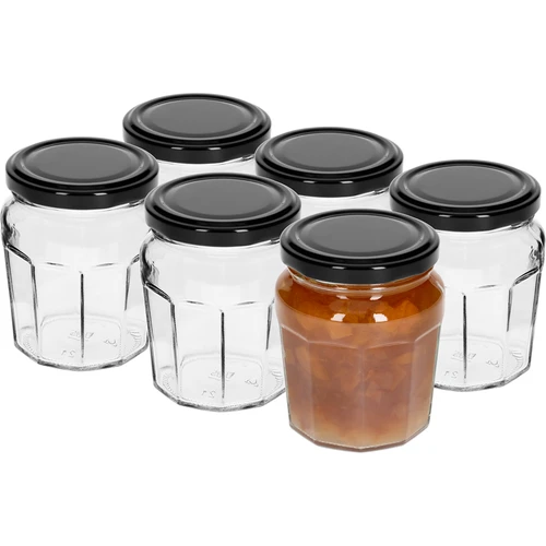 Pohár Konfitura 230ml s čiernym viečkom fi63/4 - 6ks - 2