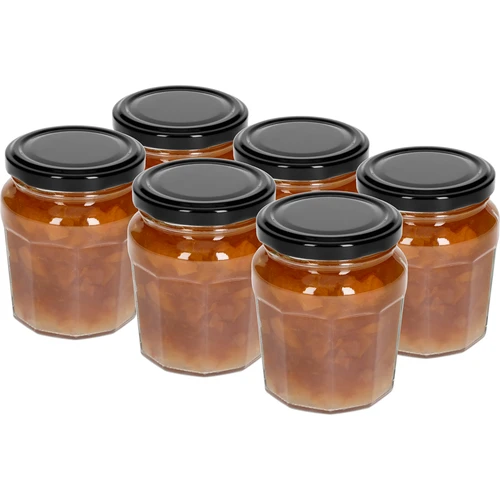 Pohár Konfitura 230ml s čiernym viečkom fi63/4 - 6ks - 3