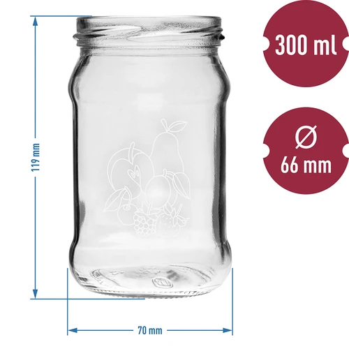 Pohár TO 300ml s potlačou - mix ovocia a viečkom fi66/4 - 3 ks. - 6