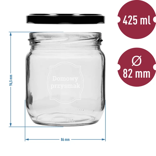 Pohár TO 425ml s potlačou „Domáca pochúťka” a čiernym viečkom fi 82 - 3ks. - 6