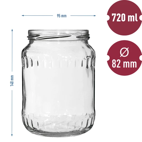 Pohár TO 720 ml s farebným viečkom fi 82/6 - 6 ks. - 6
