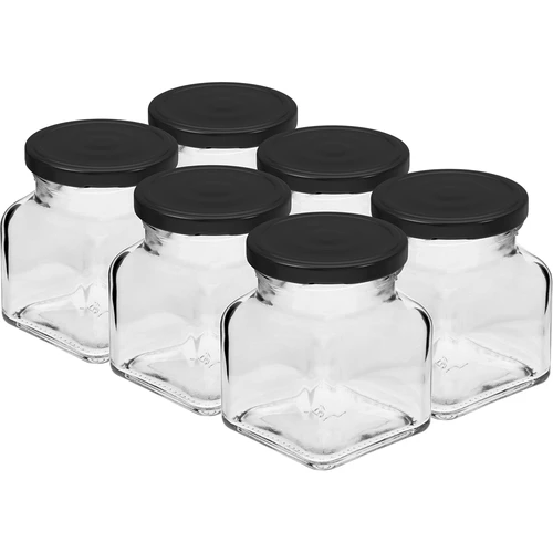 Pohár twist off 120ml - Štyri rohy fi 53 s čiernym viečkom, 6ks
