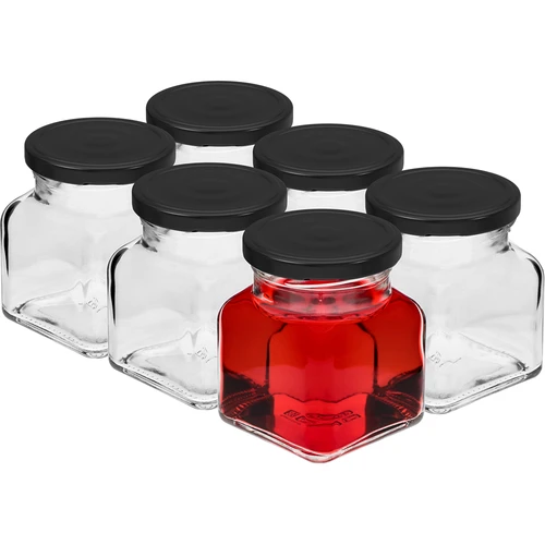 Pohár twist off 120ml - Štyri rohy fi 53 s čiernym viečkom, 6ks - 2