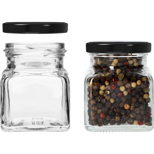 Pohár twist off 120ml - Štyri rohy fi 53 s čiernym viečkom, 6ks - 4