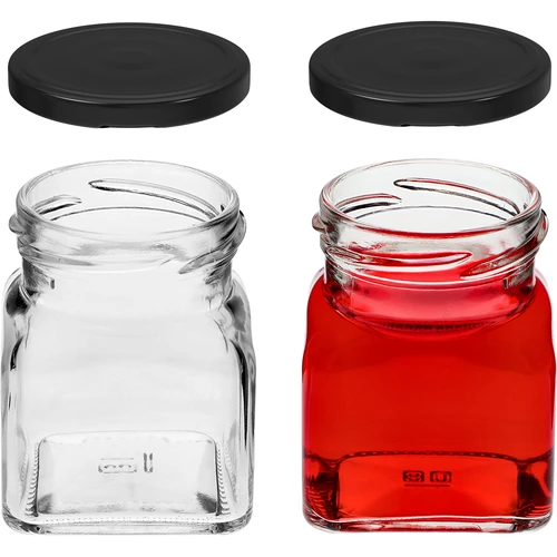 Pohár twist off 120ml - Štyri rohy fi 53 s čiernym viečkom, 6ks - 5