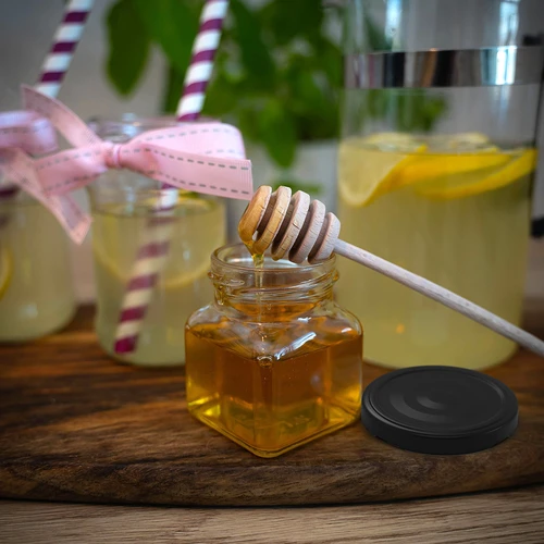 Pohár twist off 120ml - Štyri rohy fi 53 s čiernym viečkom, 6ks - 9