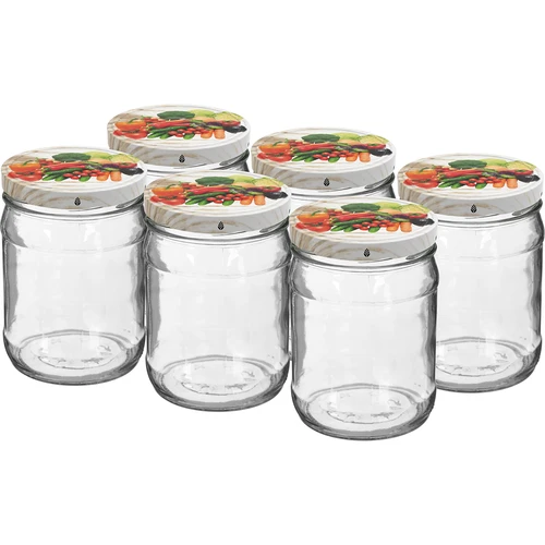 Pohár twist off 500 ml s farebným viečkom fi82/6 - 6ks.