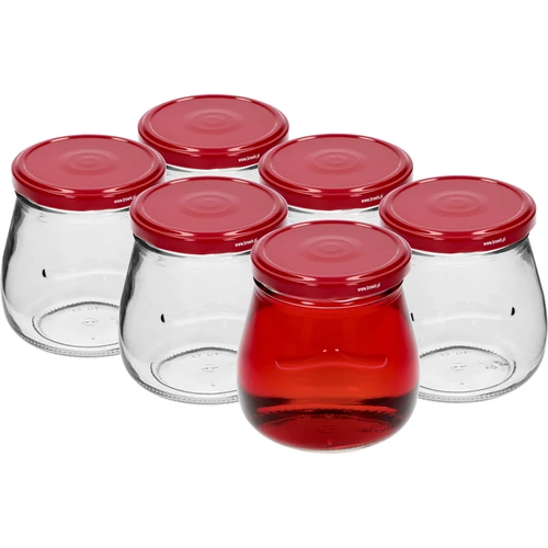 Pohár twist-off 500ml "Obrátená Amfora" s bordovým viečkom fi 82/6, 6 kusov - 2