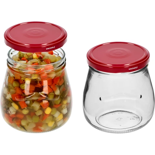 Pohár twist-off 500ml "Obrátená Amfora" s bordovým viečkom fi 82/6, 6 kusov - 5