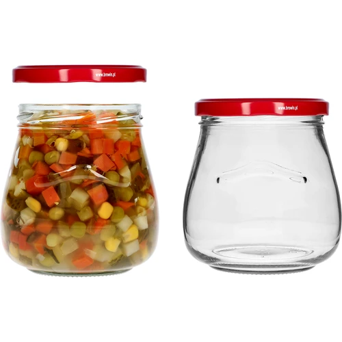 Pohár twist-off 500ml "Obrátená Amfora" s bordovým viečkom fi 82/6, 6 kusov - 6