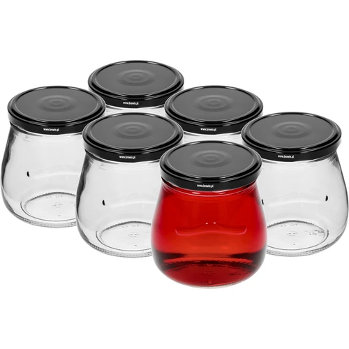 Pohár twist-off 500ml "Obrátená Amfora" s čiernym viečkom fi 82/6, 6 kusov - 2