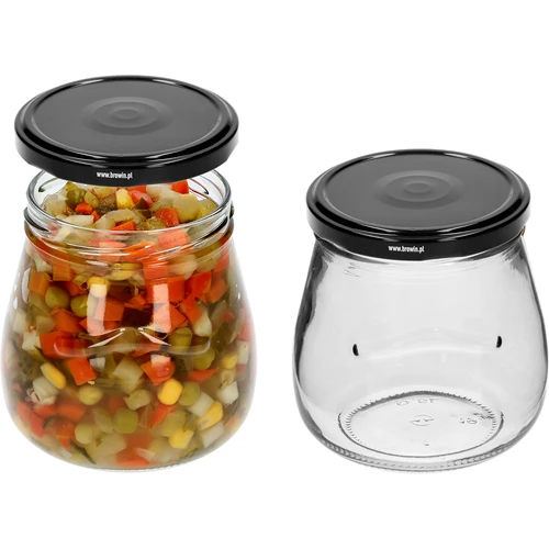 Pohár twist-off 500ml "Obrátená Amfora" s čiernym viečkom fi 82/6, 6 kusov - 5